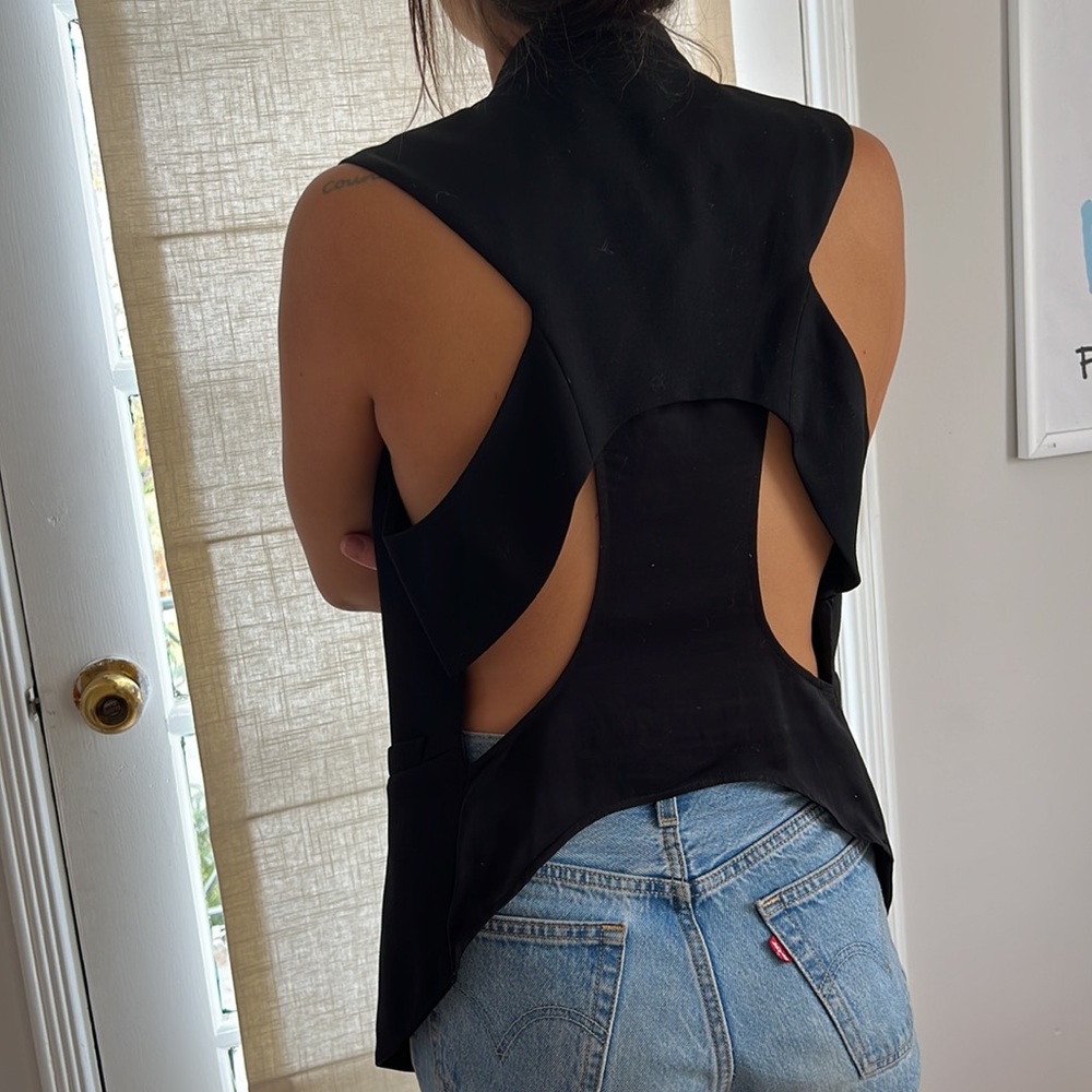 Helmut Lang Black Wool Long Back Gillet - Picture 2 of 5